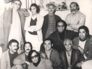 Group photo at Pul-e-Charkhi Prison on December 30, 1979 – Standing (right to left): Mohammad Wali Yousuf, Dr. Ghulam Mohammad Niaz, Dr. Walid Hoquqi, Dr. Abdullah Usman. Seated (right to left): Dr. Sayed Abdullah Kazem, Dr. Mohammad Nader Omar, Dr. Azizullah Ludin, Dr. Rawan Farhadi, Dr. Mohammad Usman Hashemi, Dr. Mohammad Akhtar Mostamandi, and Jacturan Mohammad Aziz Hanif.